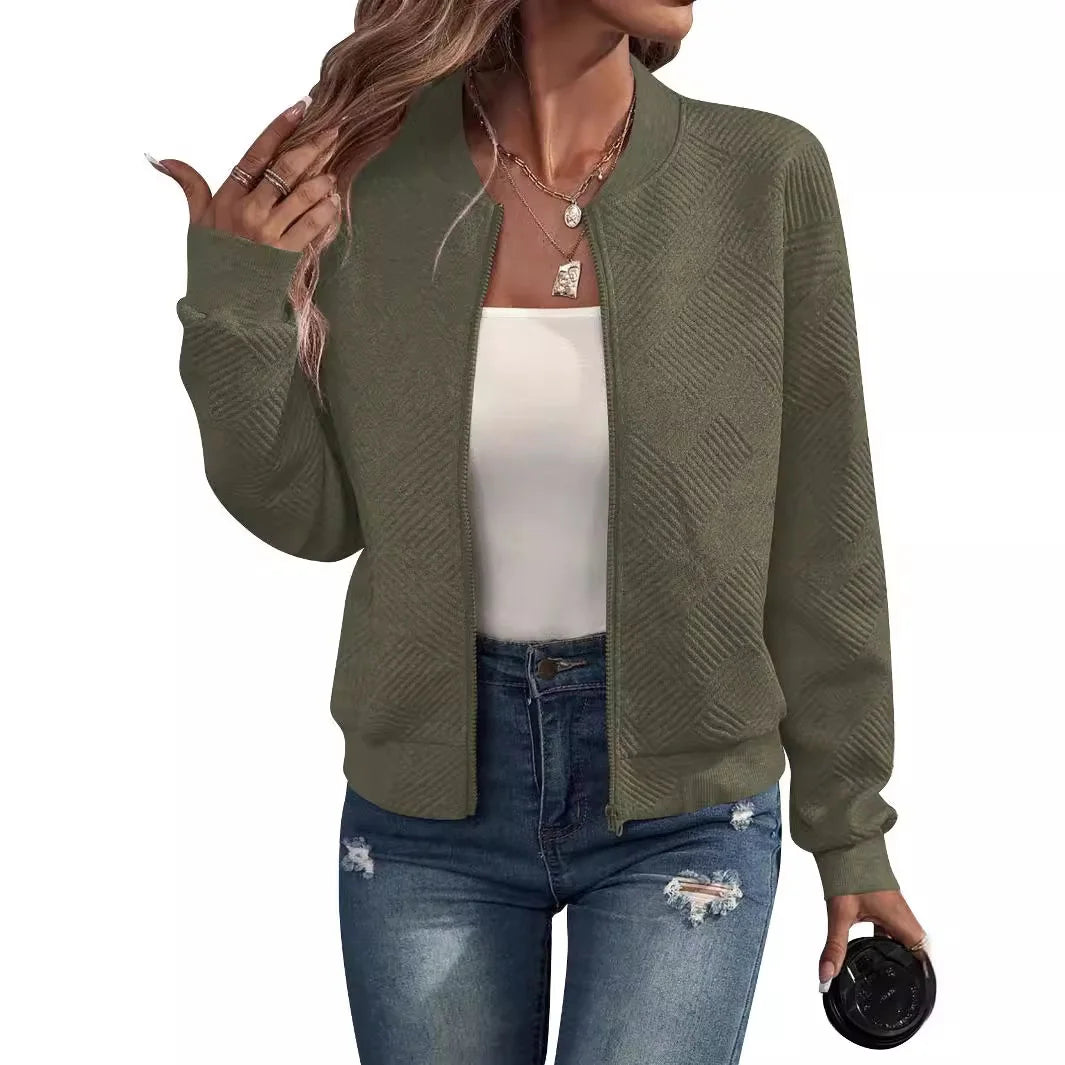 Oriane Textured Collarless Bomber