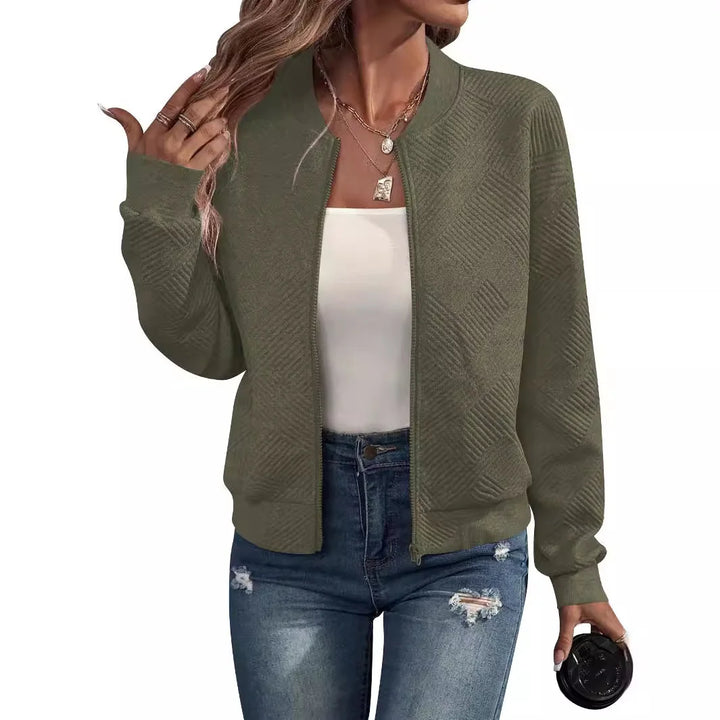 Oriane Textured Collarless Bomber