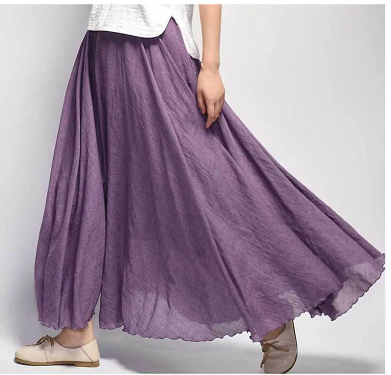 Lunara A-Line Flowy Linen Skirt