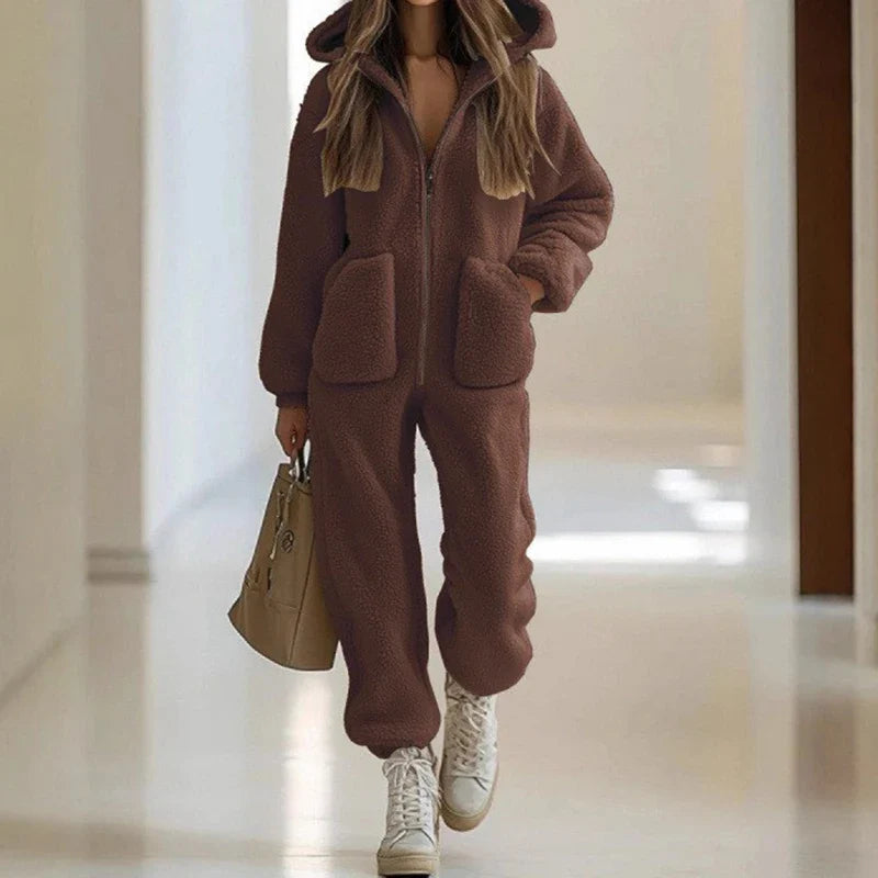 Coralie Zip Front Sherpa Jumpsuit