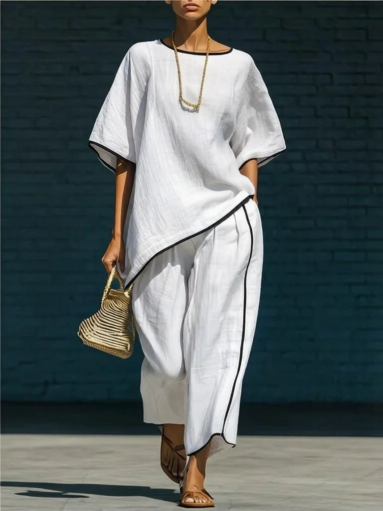 Phoebe Linen Cropped Pant Set