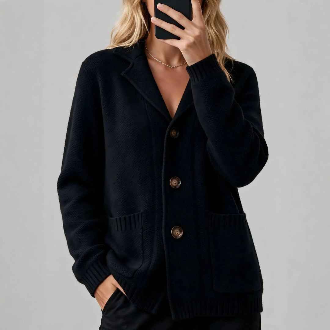 Faustine Notched Lapel Cardigan