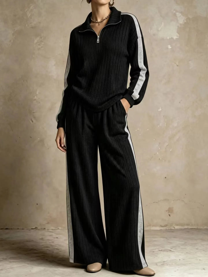 Sasha Ribbed Half Zip Two Piece Set
