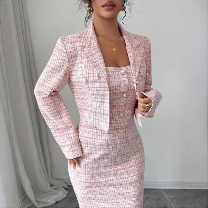 Wilhelmina Pearl Button Sheath Dress Set