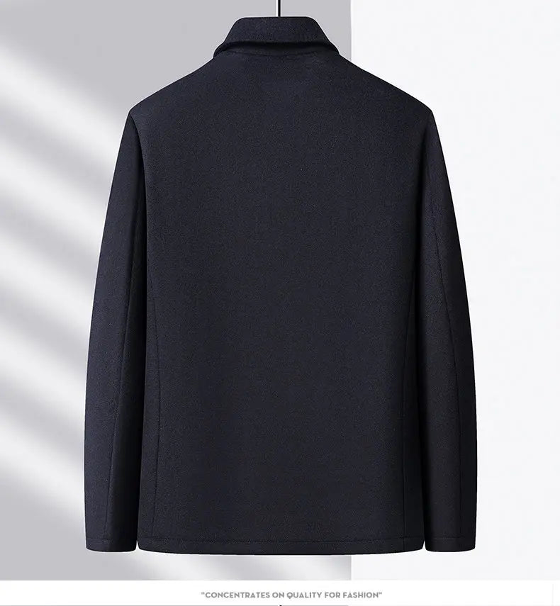 High-end men's fashionable, cool, versatile, trendy and casual woolen executive jacket, dad's suit lapel coat