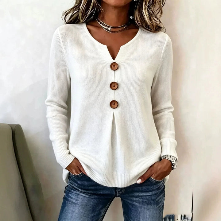 Marceline V Neck Ribbed Henley