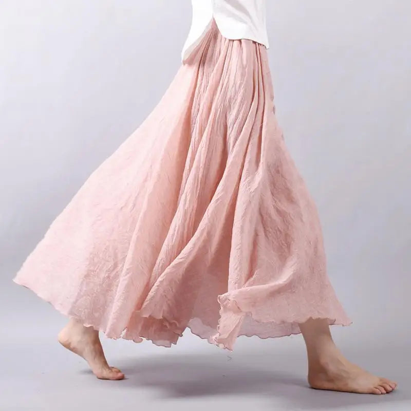 Lunara A-Line Flowy Linen Skirt