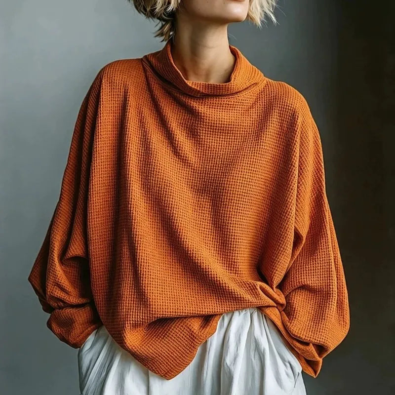 Elena Waffle Knit Funnel Top