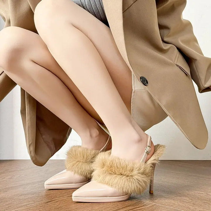 Orella Genuine Leather Fur Heels
