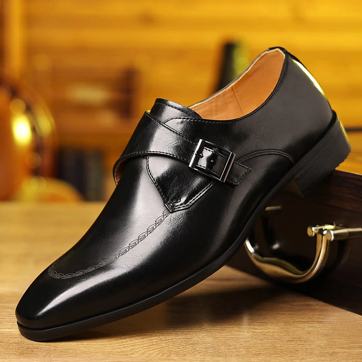 Valentino Leather Monk Strap Loafers