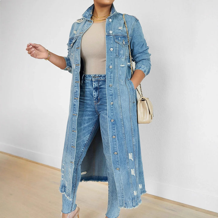 Harlan Distressed Denim Trench