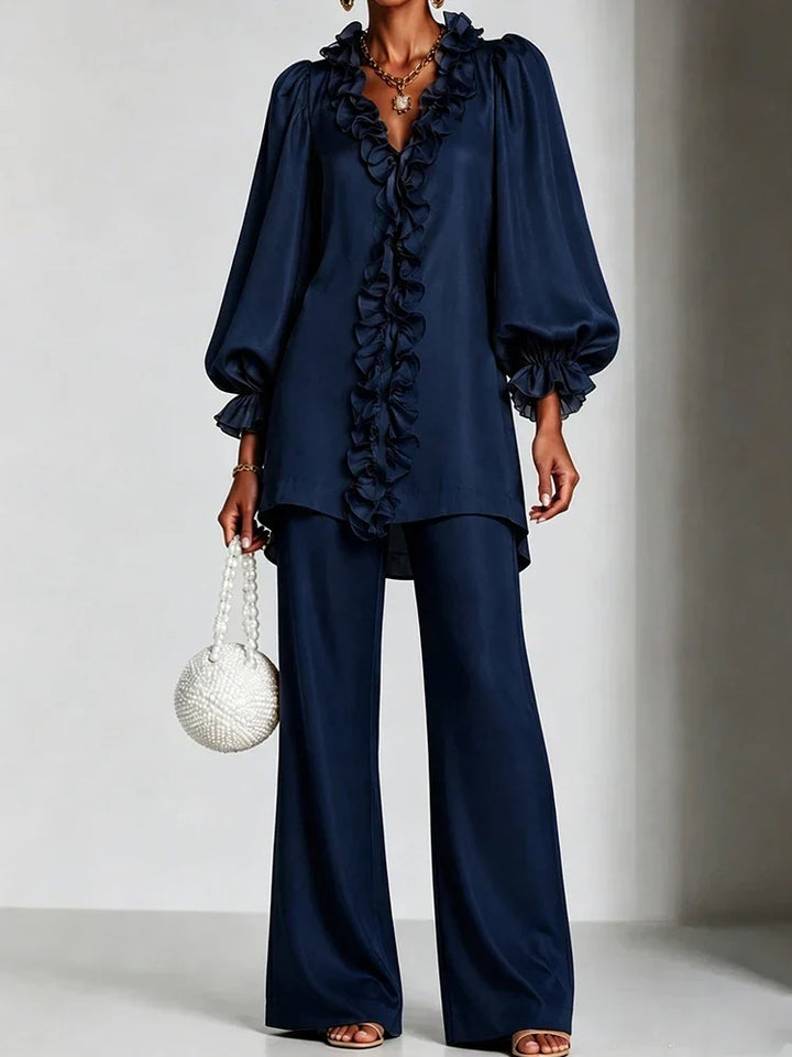 Theodora Ruffle V-Neck Set