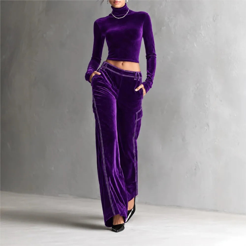 Larina Fitted Cropped Turtleneck Set