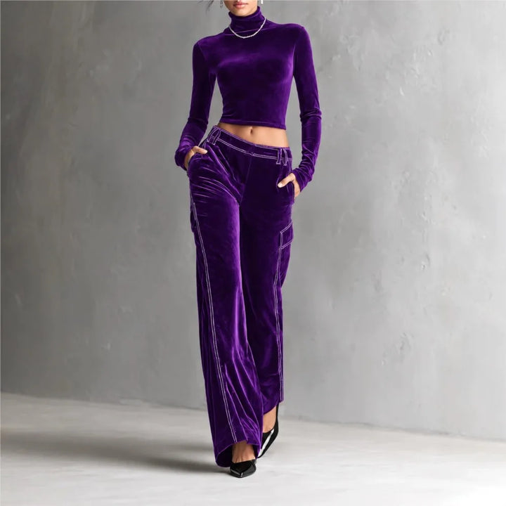 Larina Fitted Cropped Turtleneck Set