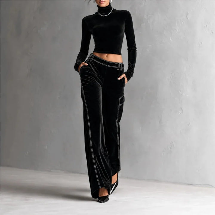 Larina Fitted Cropped Turtleneck Set