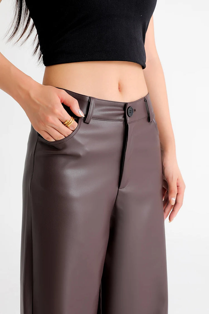 Herringbone Fleece Leather Pants