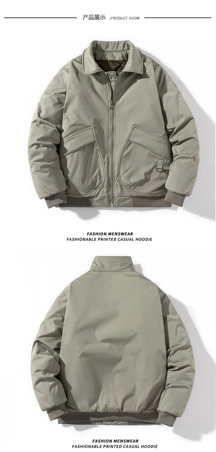 Autumn Winter Jackets Men Solid Bomber Jacket Men Military Vintage Retro Motorcycle Jacket Casual Parkas Windbreaker Pocket Male