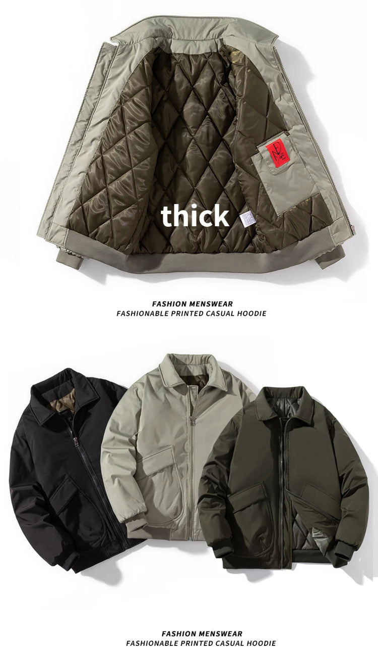 Autumn Winter Jackets Men Solid Bomber Jacket Men Military Vintage Retro Motorcycle Jacket Casual Parkas Windbreaker Pocket Male