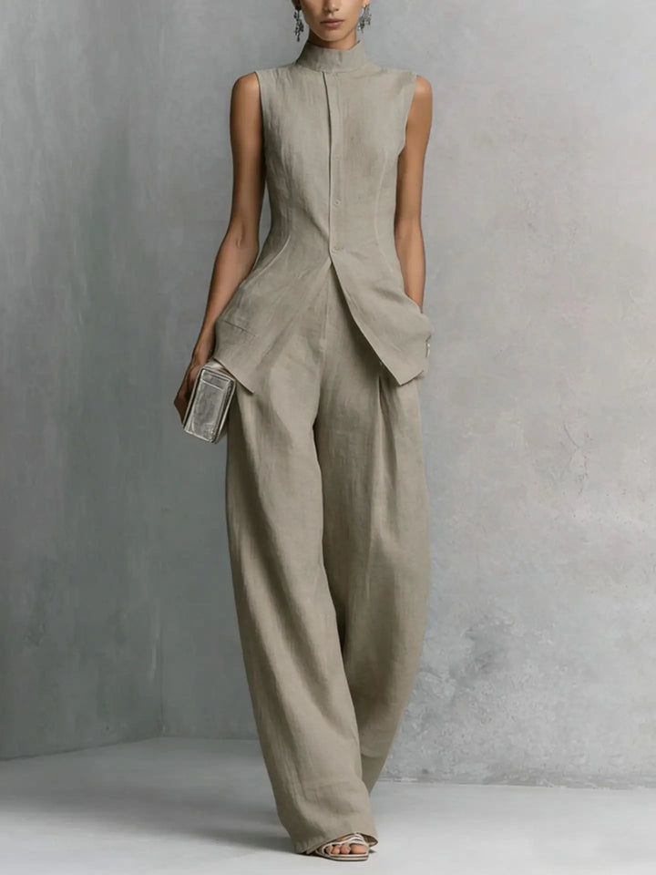 Viola Sleeveless Linen Pant Set