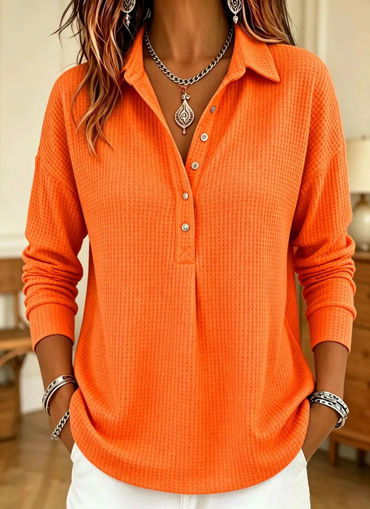 Wren Waffle Knit Polo Sweater