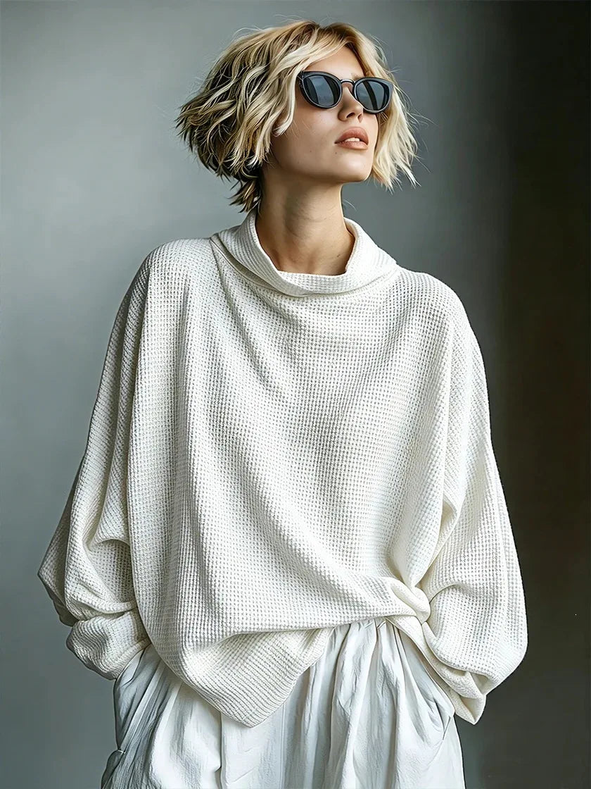 Elena Waffle Knit Funnel Top