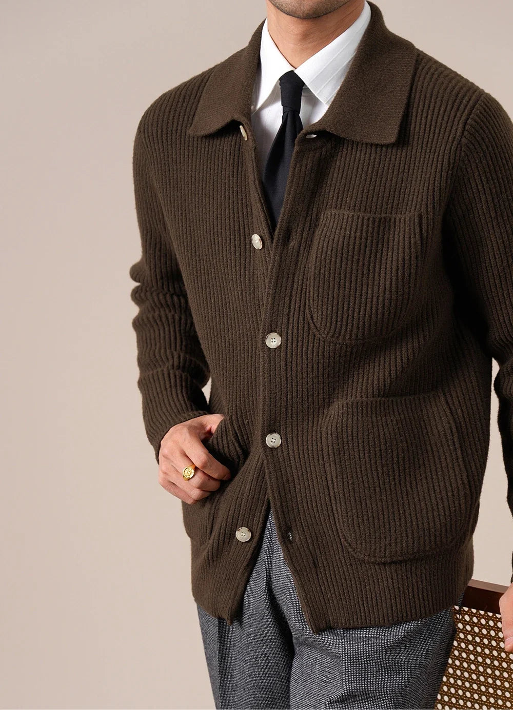 Garner Ribbed Knit Cardigan