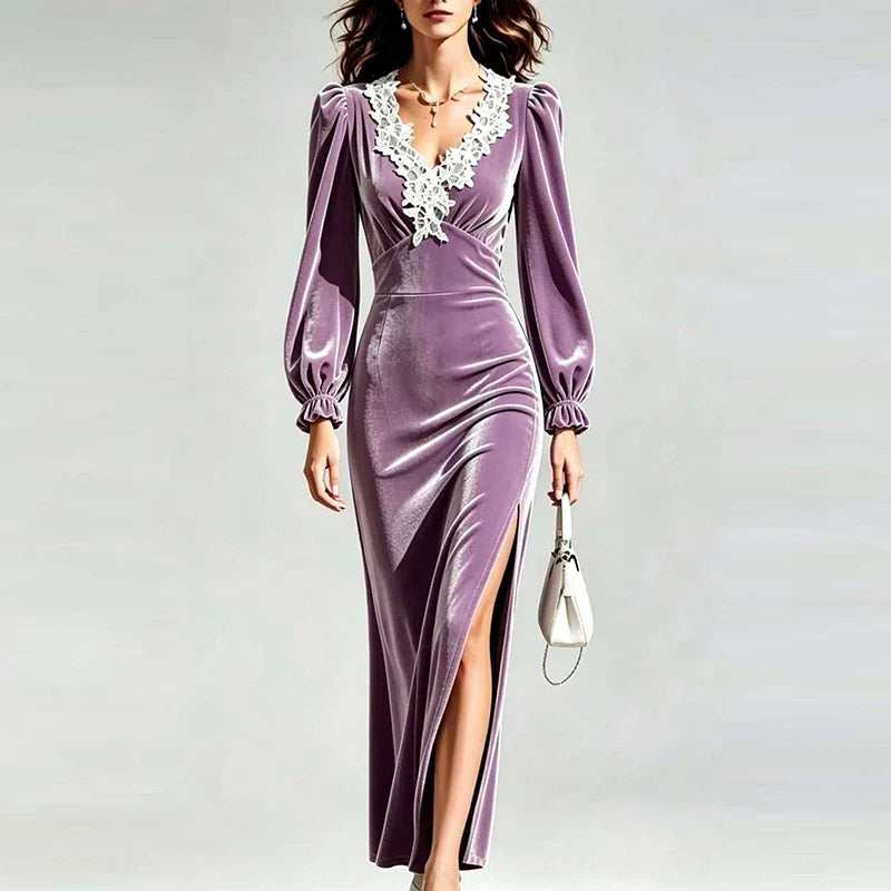 Sylvie Velvet Maxi Lace Dress