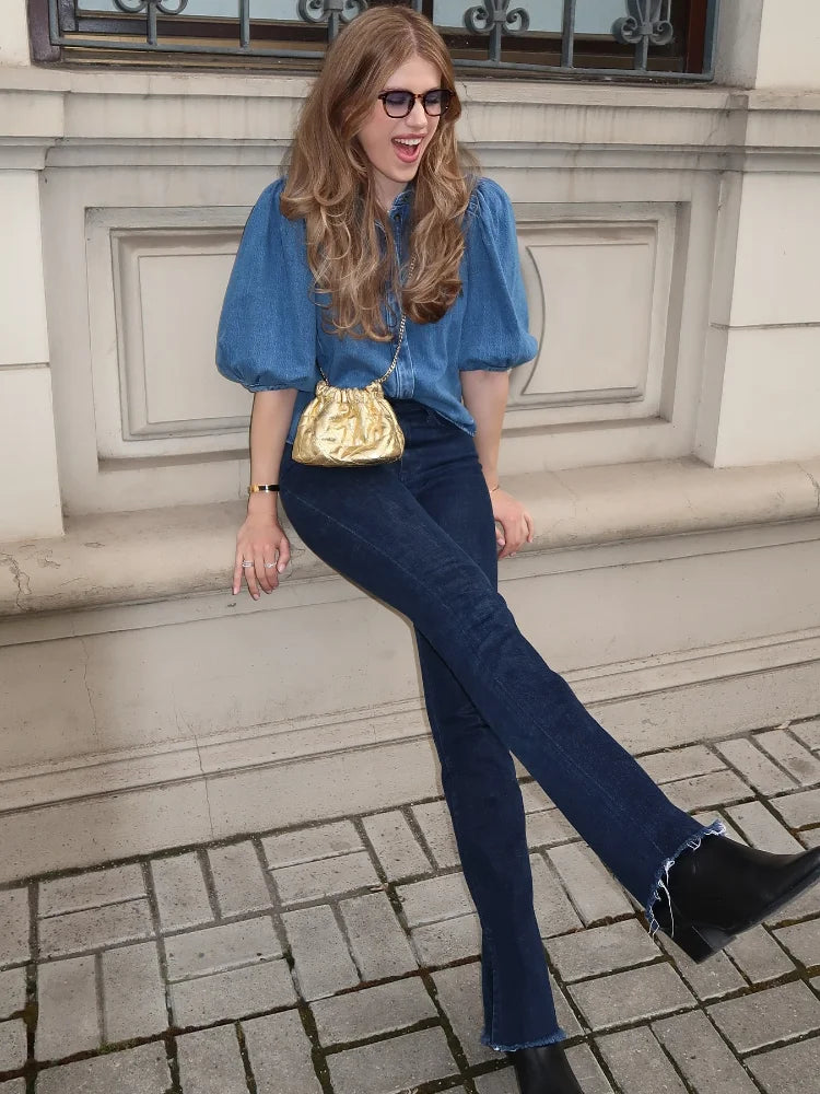 Denim Puff Shirt