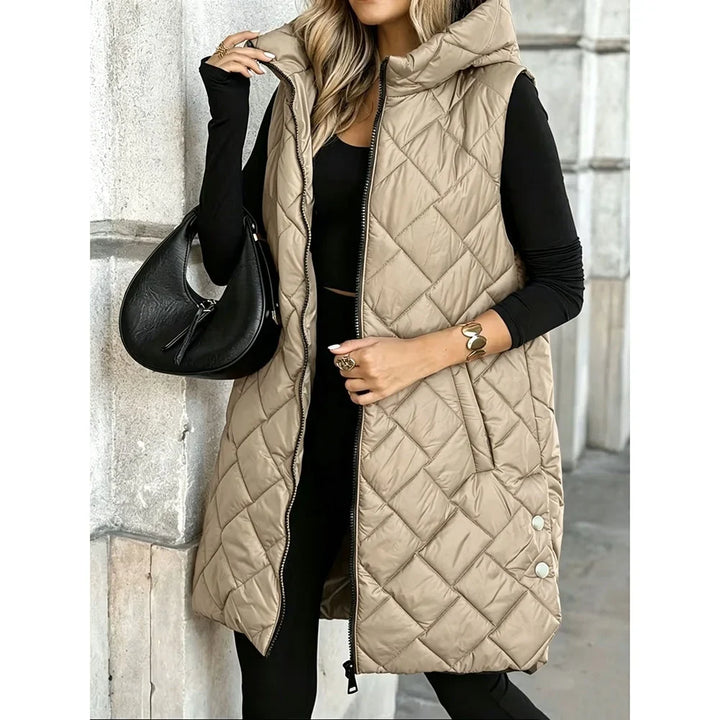 Mireille Quilted Puffer Long Vest