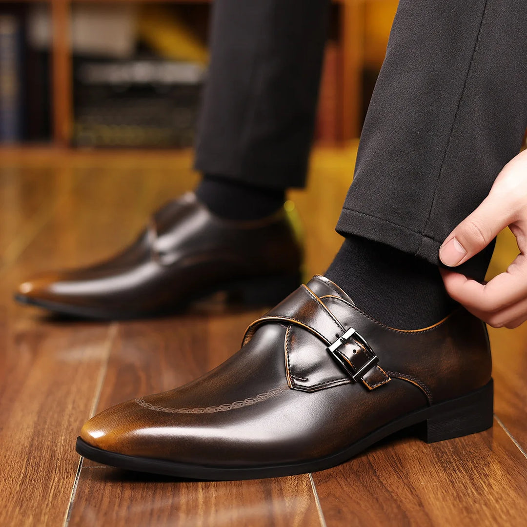 Valentino Leather Monk Strap Loafers