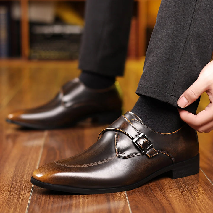 Valentino Leather Monk Strap Loafers