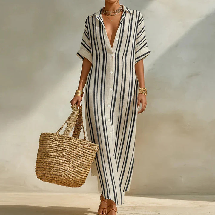 Amanda Linen Long Shirt Dress