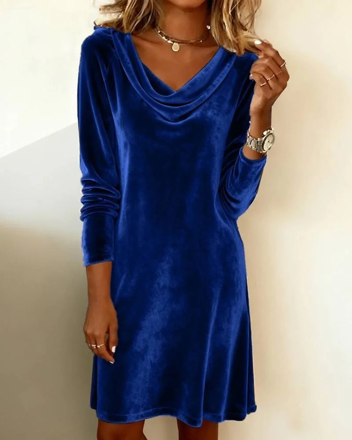 Corinne Cowl Neck Velvet Dress