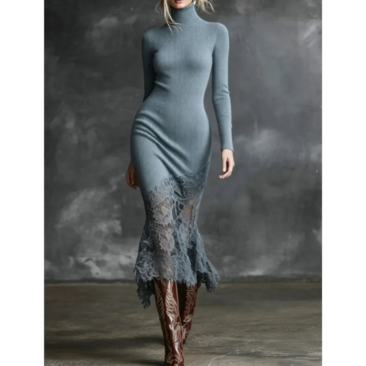 Corinne Ribbed Turtleneck Dress