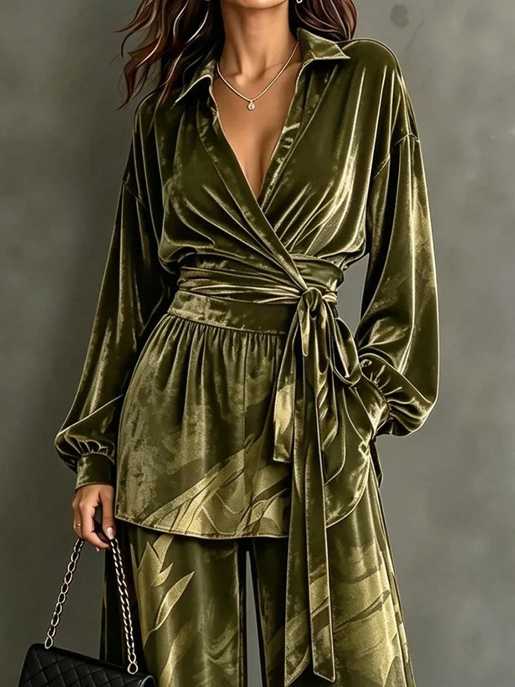Marielena Velvet Wrap Front Set