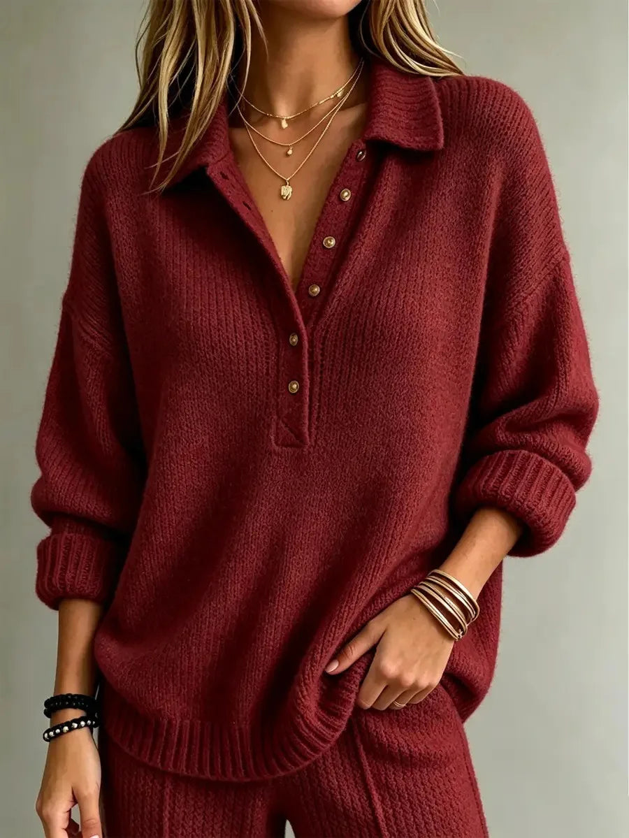 Sadona Button Neck Polo Sweater