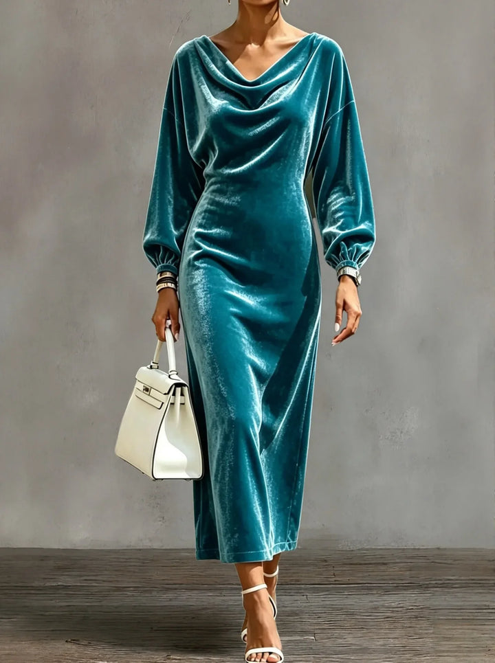 Giselle Cowl Neck Velvet Dress