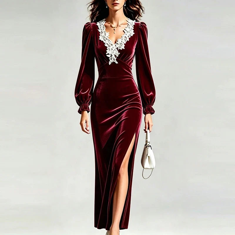 Sylvie Velvet Maxi Lace Dress