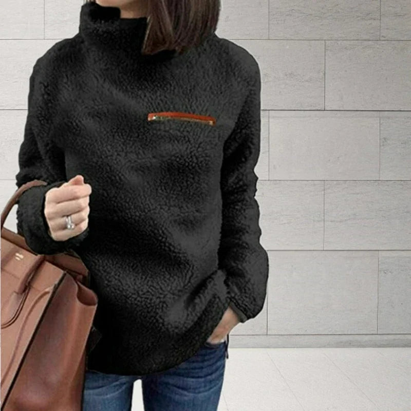 Honora Sherpa Turtleneck Top