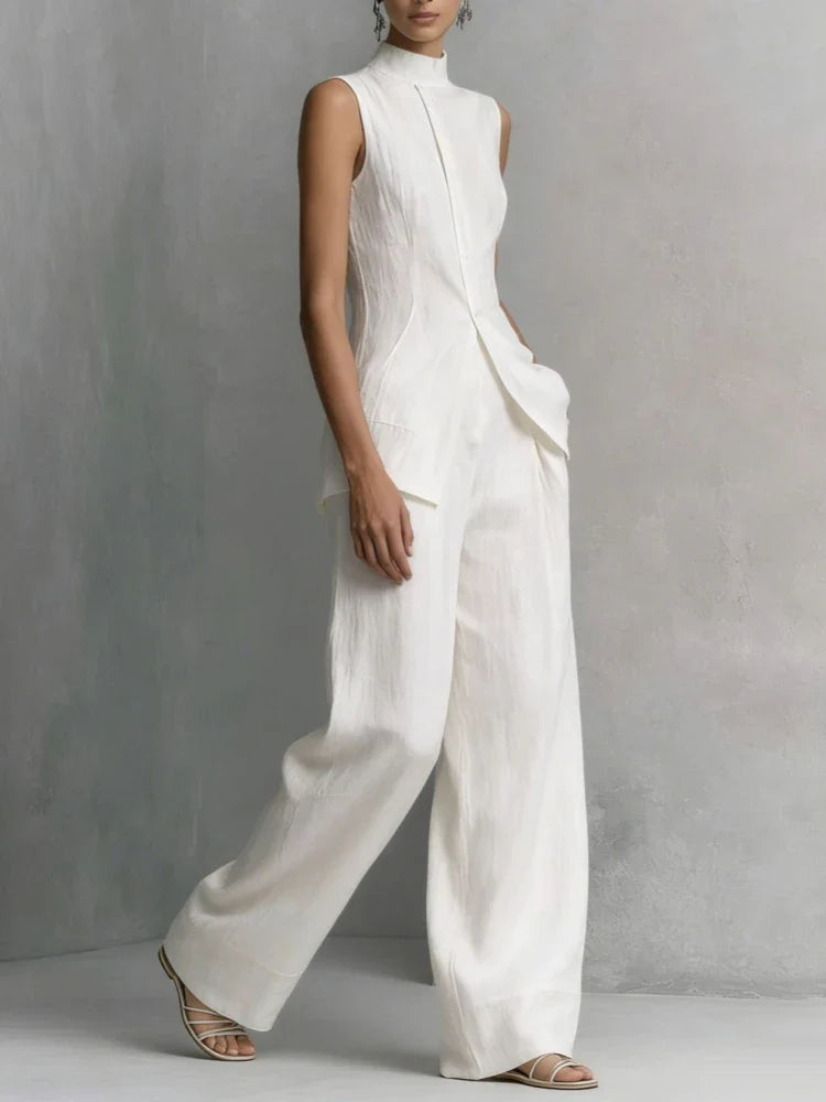 Viola Sleeveless Linen Pant Set