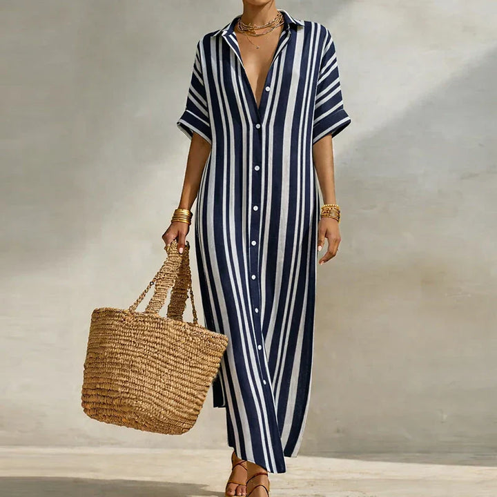 Amanda Linen Long Shirt Dress