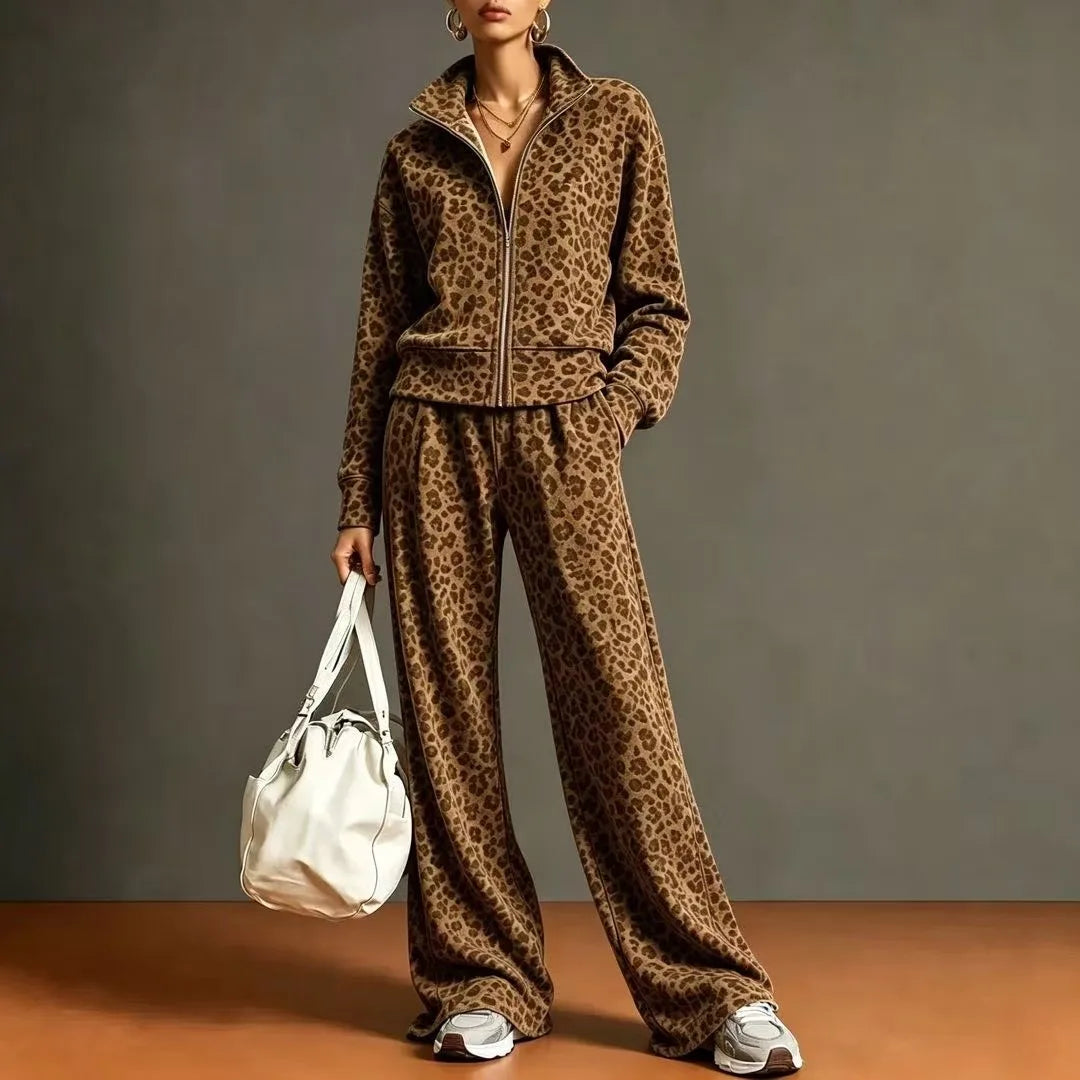 Saoirse Zip Front Leopard Tracksuit