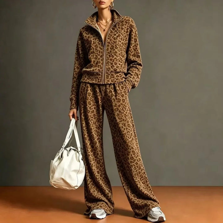 Saoirse Zip Front Leopard Tracksuit