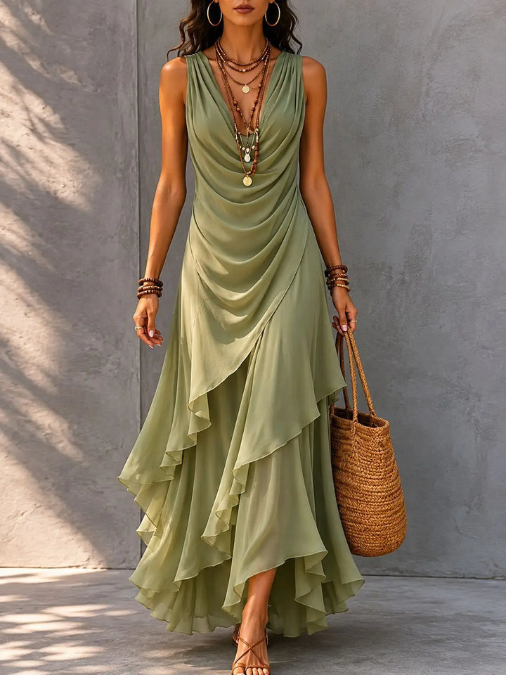 Angela Bohemian Ruffle Maxi Dress