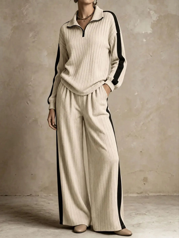 Sasha Ribbed Half Zip Two Piece Set