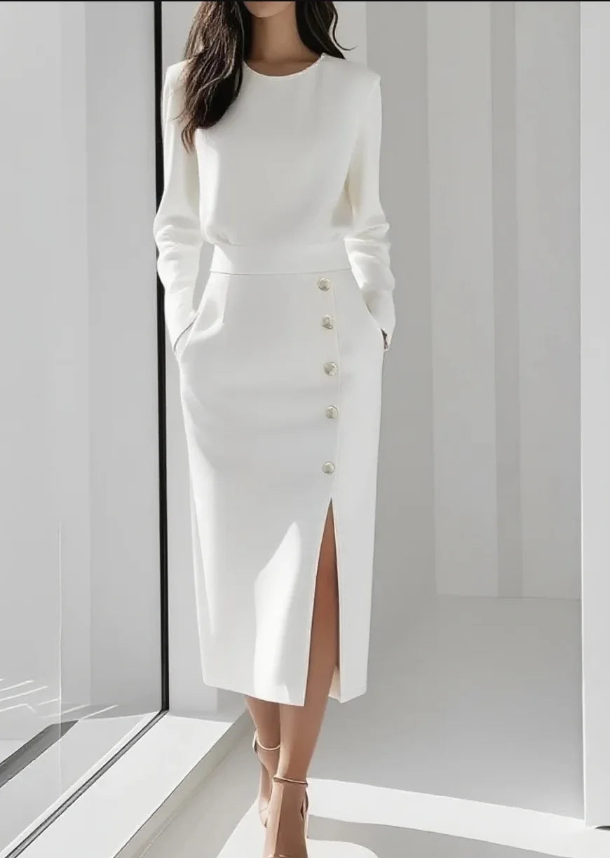 Amara Button Front Midi Dress