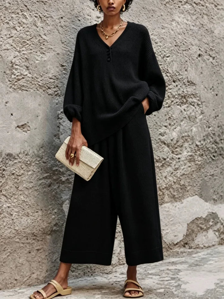 Larkin Button Placket Sweater Set