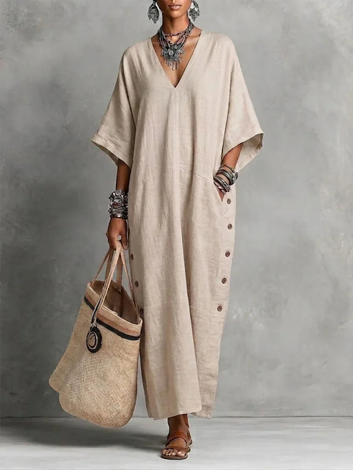 Delphine Relaxed V Neck Maxi Dress