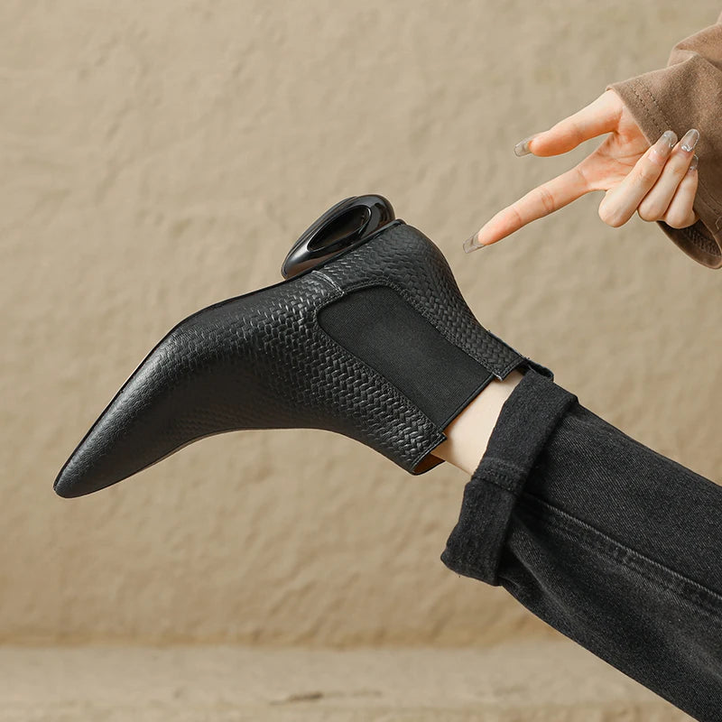 Hazel Hollow Leather Ankle Boots