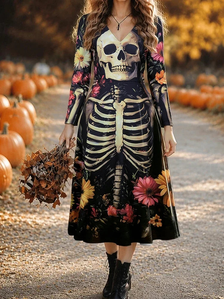 Rowena Skull Print Maxi Dress
